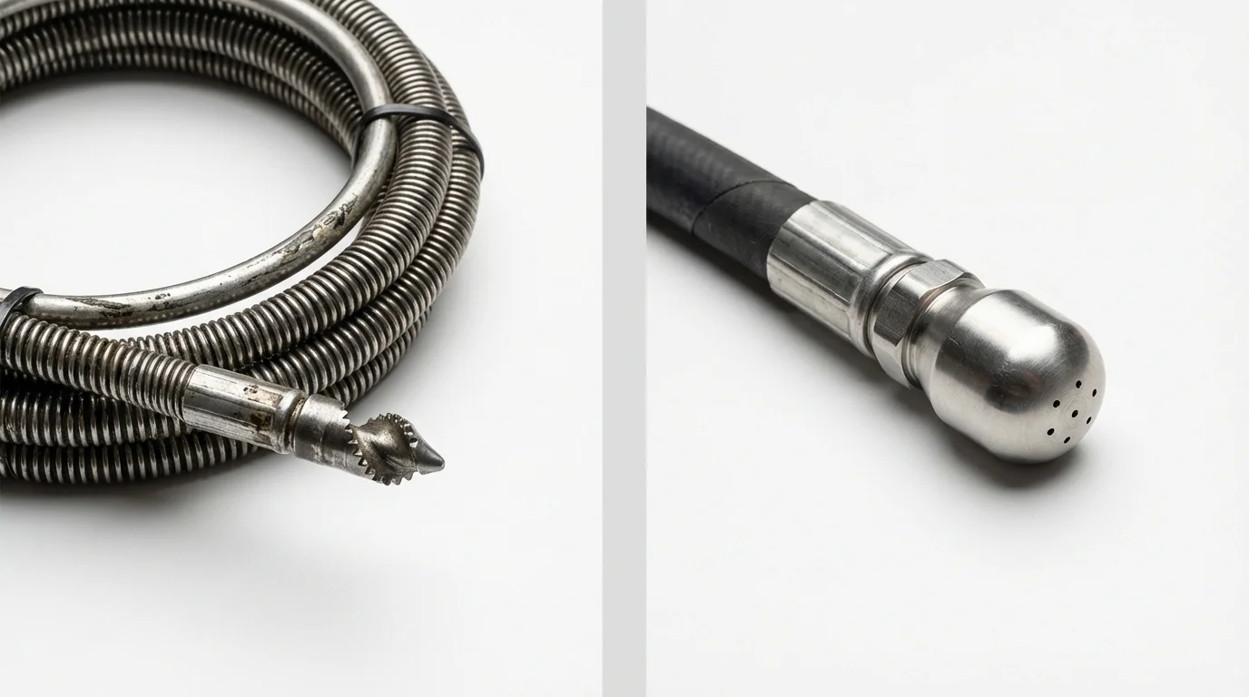 Drain snake cable and hydro jetting nozzle used for drain cleaning in Mount Joy, PA
